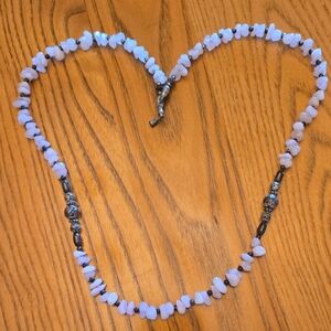 Elegant Silver and Pink Beaded Necklace